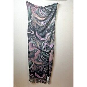 VTG Y2K Caution To The Wind Artsy Lettuce Hem Bodycon Dress S Fairy Grunge Edgy